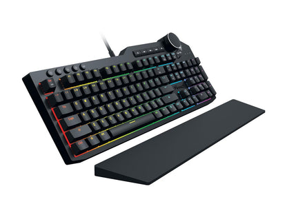 Rosewill Mechanical Gaming Keyboard, 15 RGB Backlit Modes, 2-Port USB Passthrough, Media Keys and Multifunctional Volume Dial, Brown Switches - NEON K90 RGB BR