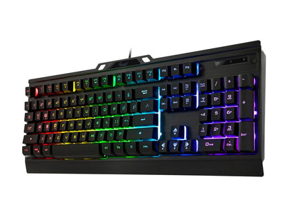 Rosewill NEON K54 RGB Membrane Gaming Keyboard, 19-Key Anti-Ghosting, WASD and Arrow Keys Exchange, 8 Multimedia Hotkeys, 9 LED Backlit Modes, Slim Profile Floating Keycaps