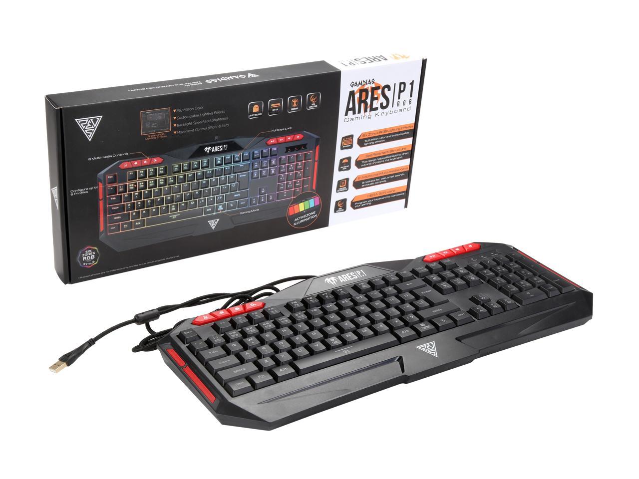 Gamdias Ares P1 Membrane Gaming Keyboard, Multi Color Lighting