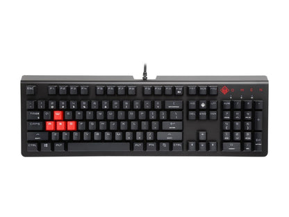OMEN by HP Keyboard 1100 Mechanical Gaming Keyboard with Blue Switches, Red Backlit LED