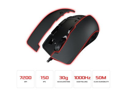 ASUS ROG Strix Evolve Aura RGB USB Wired Optical Ergonomic Ambidextrous Gaming Mouse (7200 DPI)