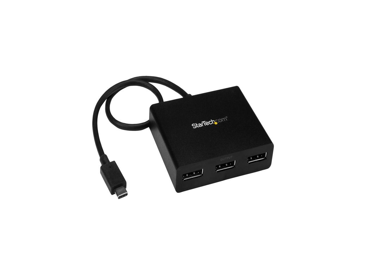 StarTech.com MSTCDP123DP 3-Port USB-C to DisplayPort MST Hub - 4K 30Hz - Multi-Monitor Video Splitter - Thunderbolt 3 Compatible (MSTCDP123DP)