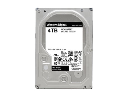 WD Black 4TB Performance Desktop Hard Disk Drive - 7200 RPM SATA 6Gb/s 256MB Cache 3.5 Inch - WD4005FZBX