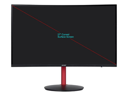 Acer Nitro XZ272U Pbmiiphx 27" WQHD 2560 x 1440 2K 4ms (GTG) 165Hz 2xHDMI DisplayPort AMD Radeon FreeSync HDR 400 Built-in Speakers Anti-Glare Backlit LED Curved Gaming Monitor