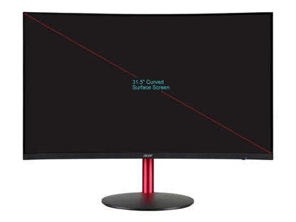 Acer Nitro XZ322Q Pbmiiphx 31.5" FULL HD 165Hz 1ms FreeSync 1500R HDMI DP Build-in-Speaker HDR400 Curved Gaming Monitor w/ Height Adjustable