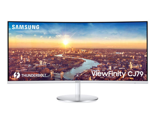 SAMSUNG CJ79 ViewFinity LC34J791WTNXZA 34" 3440 x 1440 WQHD 2K 100Hz Computer Monitor Thunderbolt 3 Daisy Chain QLED HDMI USB Hub Height Adjustable Stand