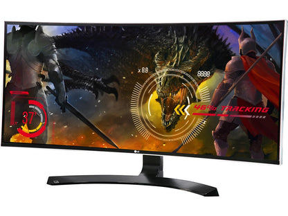 LG 34UC88 34" Curved FreeSync IPS Monitor 3440 x 1440 WQHD 21:9 UltraWide On-Screen Control with 4-way Screen Split, Height and Tilt Adjustable, USB 3.0/HDMI/DisplayPort, VESA Mountable