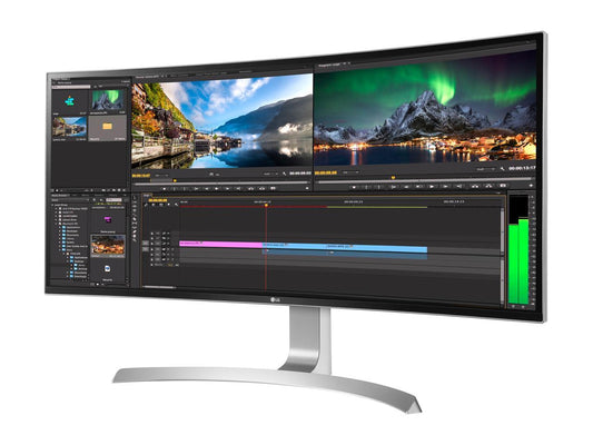 LG 34CB99-W 34" 21:9 UltraWide WQHD 3440 x 1440 AMD FreeSync IPS LED Curved Monitor, sRGB 99%, HDMI, DisplayPort, USB Type-C, Tilt, Height Adjustable