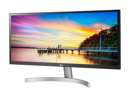 LG 29WK600-W Black/Silver 29" FHD 1080p HDR AMD FreeSync UltraWide LED Monitor, 300 cd/m2, HDMI, DisplayPort, Tilt, VESA Compatible