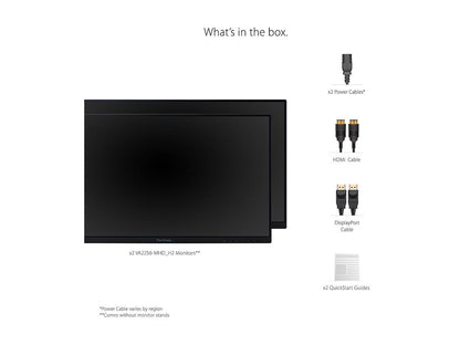 ViewSonic VA2256-MHD_H2 22 Inch Frameless Dual Pack Head-Only 1080p IPS Monitors with HDMI DisplayPort and VGA for Home and Office