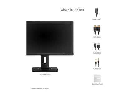 ViewSonic VG2440 24 Inch IPS 1080p Ergonomic Monitor with Integrate vDisplyManager HDMI DisplayPort VGA USB Inputs for Home and Office