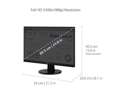 ViewSonic VA2447-MH 24 Inch Full HD 1080p Monitor with Ultra-Thin Bezel, Adaptive Sync, 75Hz, Eye Care, and HDMI, VGA Inputs for Home and Office