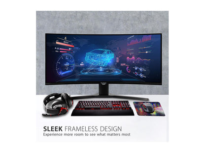 ViewSonic VX3418-2KPC 34 Inch 21:9 UltraWide WQHD 1440p 144Hz 1ms Curved Gaming Monitor with Adaptive-Sync Eye Care HDMI and Display Port