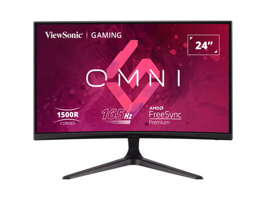 ViewSonic OMNI VX2418C 24 Inch 1080p 1ms 165Hz Curved Gaming Monitor with AMD FreeSync Premium, Eye Care, HDMI and DisplayPort