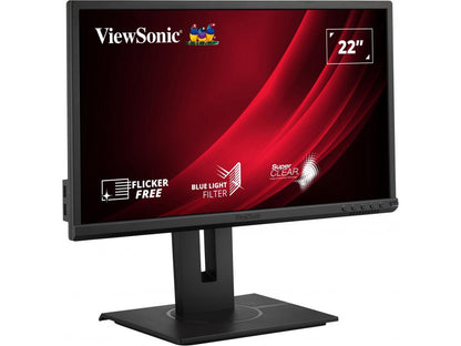 ViewSonic 22" 60 Hz VA monitors 5 ms VGA: 1 USB 3.2 Type A Down Stream: 4 USB 3.2 Type B Up Stream: 1 3.5mm Audio In: 1 3.5mm Audio Out: 1 HDMI 1.4: 1 DisplayPort: 1 Power in: 3-pin Socket (IEC C14 / CEE22) Built-in Speakers VG2240