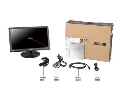 ASUS VT168H Black 15.6" Widescreen Touch Monitor, 10-Point Touch Capacity, VESA Mountable, HDMI, VGA