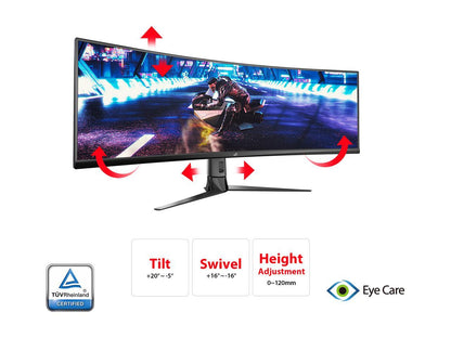 ASUS ROG Strix XG49VQ 49" Super Ultra-Wide HDR Curved Gaming Monitor - 32:9 (3840 x 1080), 144Hz, FreeSync 2, DisplayHDR 400, Eye Care with DP HDMI