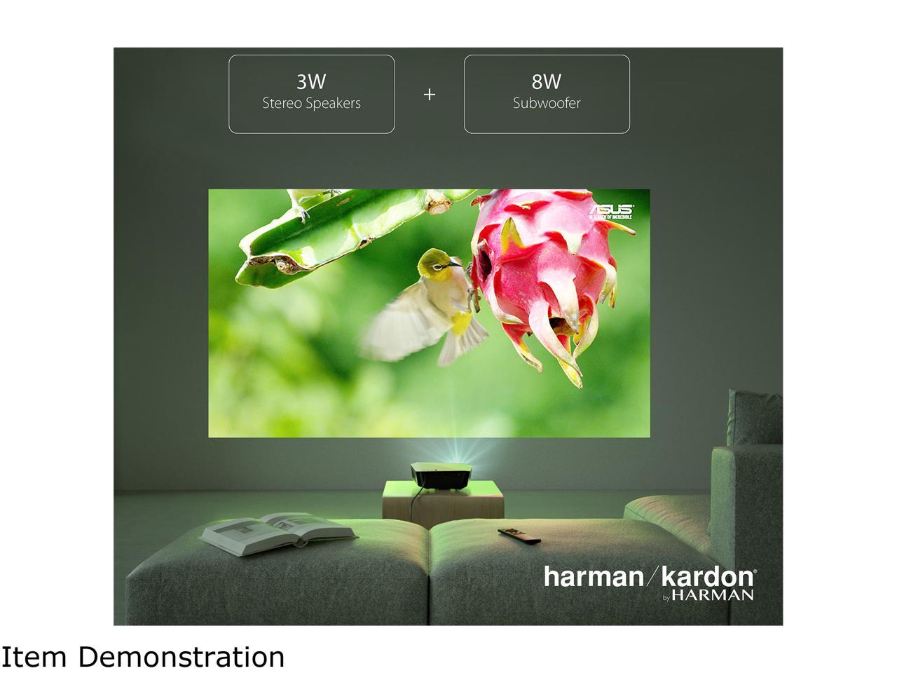 ASUS F1 LED Projector, FULL HD (1920 x 1080), 1200 Lumens, Short Throw, Horizontal & Vertical Keystone Adjustment , Auto Focus, 2.1 Channel Audio, Audio by Harman Kardon, Wireless Projection, HDMI