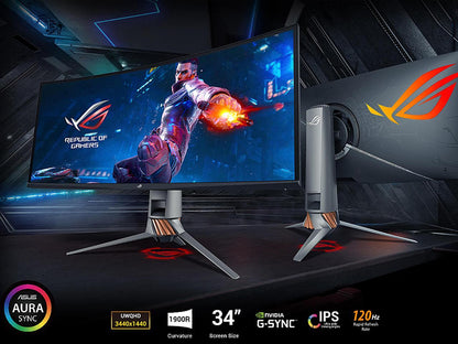 ASUS ROG Swift PG349Q Ultra-wide Curved Gaming Monitor - 34" 21:9 Ultra-wide QHD (3440 x 1440), Overclockable 120Hz , G-SYNC