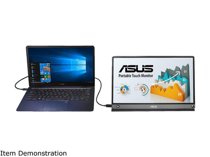 ASUS ZenScreen MB16AMT 15.6" Full HD 1920 x 1080 USB Type-C Micro-HDMI Non-Glare HDCP Support Flicker-Free Built-in Speakers Low Blue Light Touchscreen Portable IPS Monitor