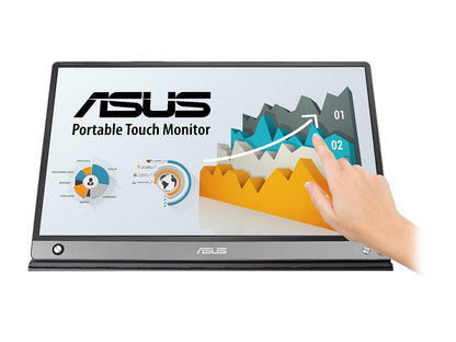 ASUS ZenScreen MB16AMT 15.6" Full HD 1920 x 1080 USB Type-C Micro-HDMI Non-Glare HDCP Support Flicker-Free Built-in Speakers Low Blue Light Touchscreen Portable IPS Monitor