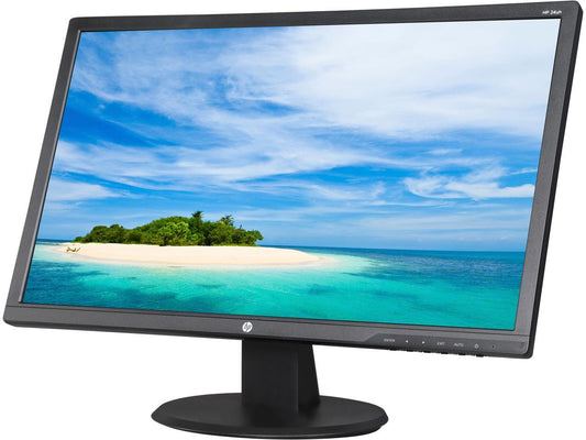 HP 24UH Black 24" TN LCD / LED Monitor, 250 cd/m2 DCR 10,000,000:1 (1000:1), Vesa Mountable, HDMI DVI-D VGA