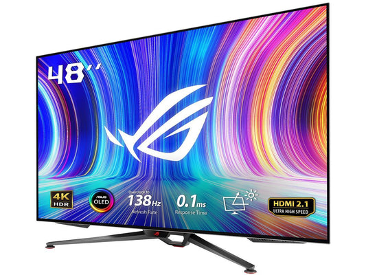 ASUS ROG Swift OLED PG48UQ Gaming Monitor - 47.5" 4K, OLED, 138Hz (Overclocked), 0.1 ms (GTG), G-SYNC Compatible, Custom Heatsink, 98% DCI-P3, True 10-bit, HDMI 2.1, DisplayPort 1.4