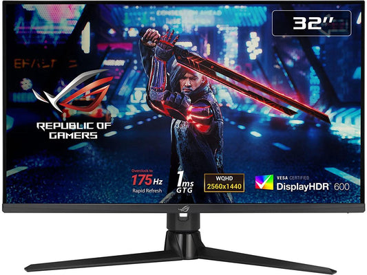 ASUS 32â€? QHD Fast IPS, 175Hz (OC) Gaming Monitor - 1ms, G-SYNC compatible, 1440P (2560 x 1440), Variable Overdrive, Eye Care, DisplayHDR 600, DisplayPort, HDMI, USB, 96% DCI-P3 XG32AQ ROG Strix