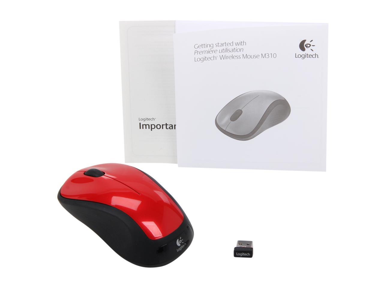 Logitech Logitech M310 Red Full Size Wireless Mouse M310 Flame Red 3 Buttons 1 x Wheel USB RF Wireless Laser Mouse