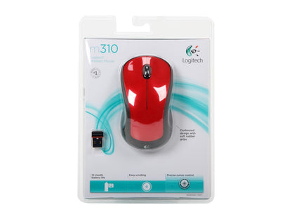Logitech Logitech M310 Red Full Size Wireless Mouse M310 Flame Red 3 Buttons 1 x Wheel USB RF Wireless Laser Mouse