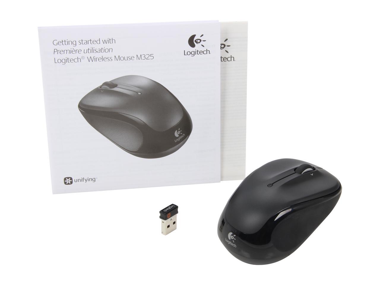 Logitech M325 RF Wireless Optical 1000dpi Mouse, Black, 910-002974