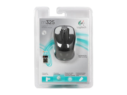 Logitech M325 RF Wireless Optical 1000dpi Mouse, Black, 910-002974
