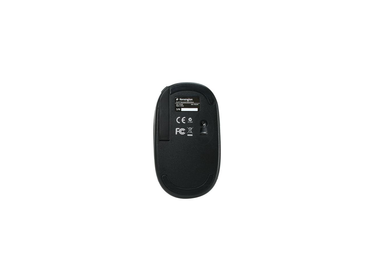 Kensington Pro Fit Black 3 Buttons 1 x Wheel USB Wired Optical Retractable Mobile Mouse - OEM
