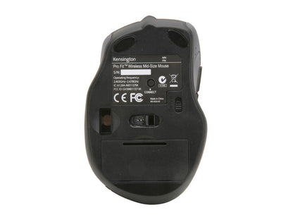 Kensington Pro Fit K72405US Black 1 x Wheel USB RF Wireless Optical 1750 dpi Mid-Size Wireless Mouse