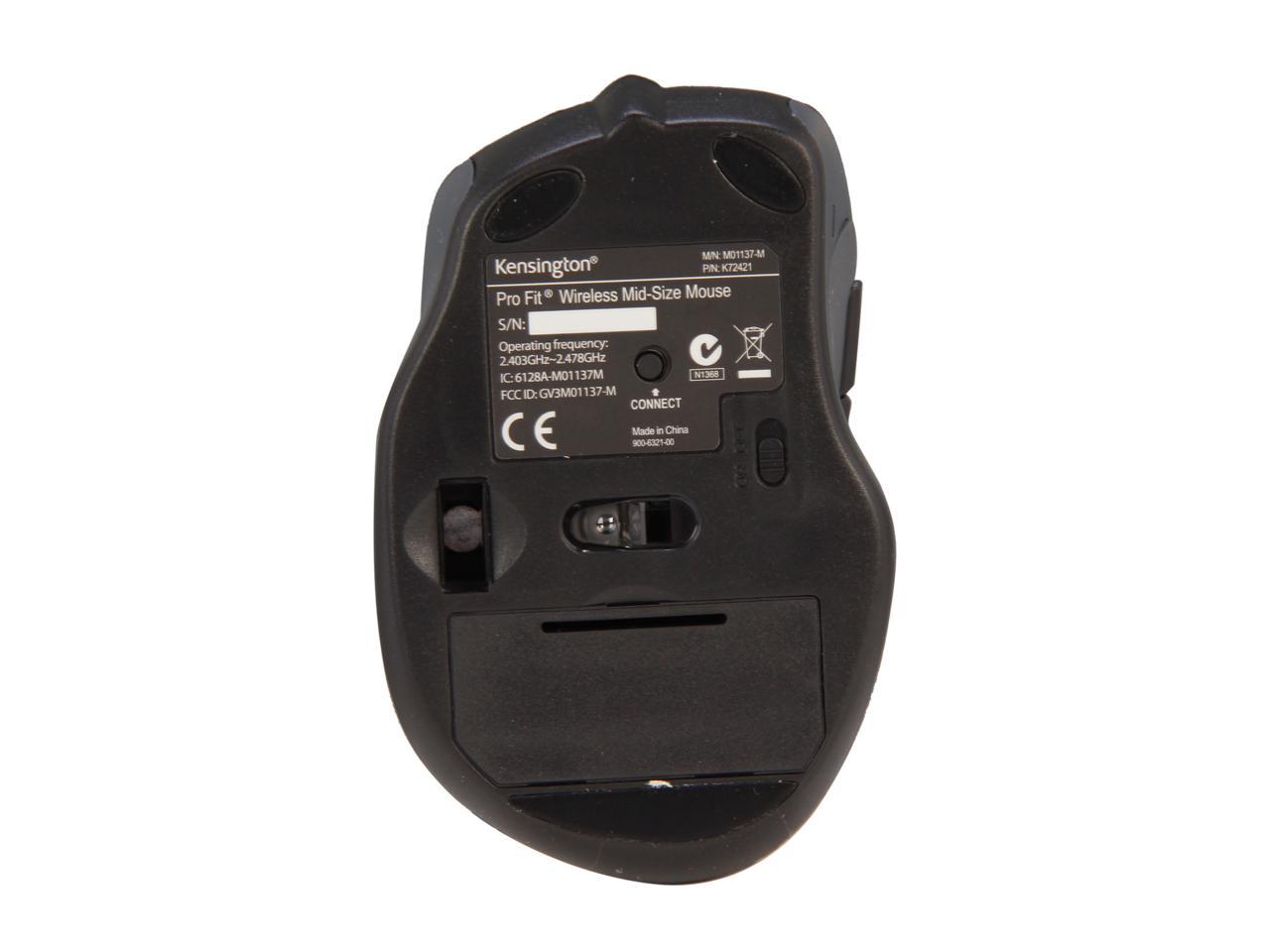 Kensington Pro Fit Mid-Size Mouse K72421AM Sapphire blue 1 x Wheel USB RF Wireless Optical 1750 dpi Mouse