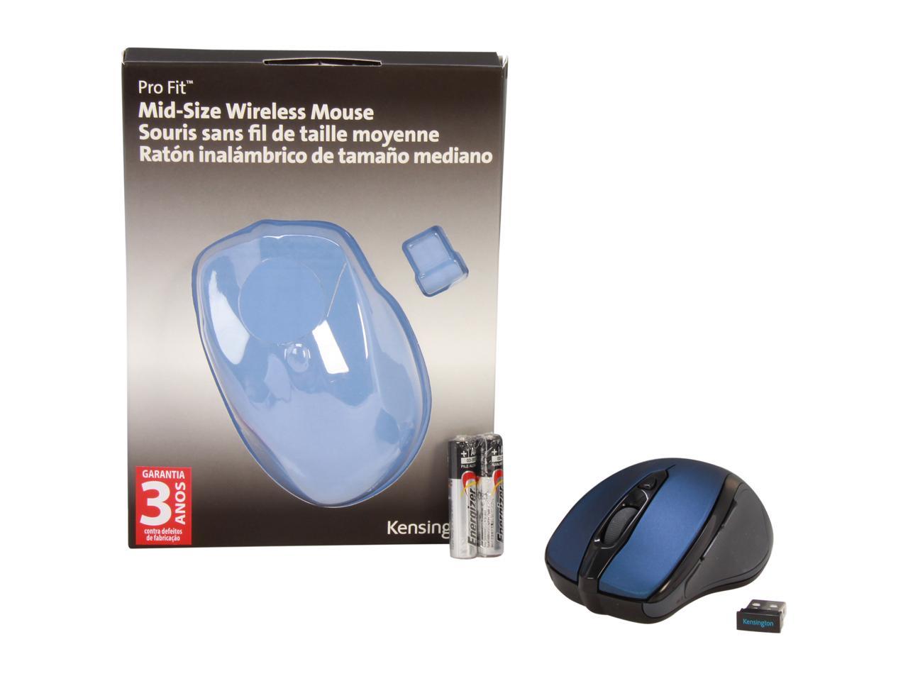 Kensington Pro Fit Mid-Size Mouse K72421AM Sapphire blue 1 x Wheel USB RF Wireless Optical 1750 dpi Mouse