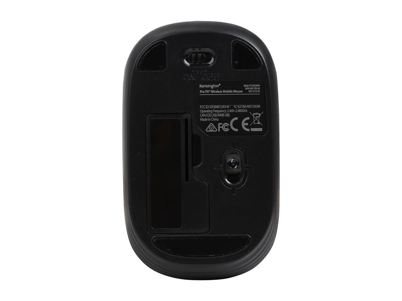 Kensington Pro Fit K72452WW Black 1 x Wheel USB RF Wireless Laser 1000 dpi Mobile Mouse