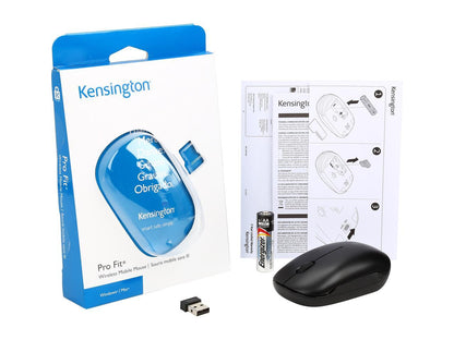 Kensington Pro Fit K72452WW Black 1 x Wheel USB RF Wireless Laser 1000 dpi Mobile Mouse