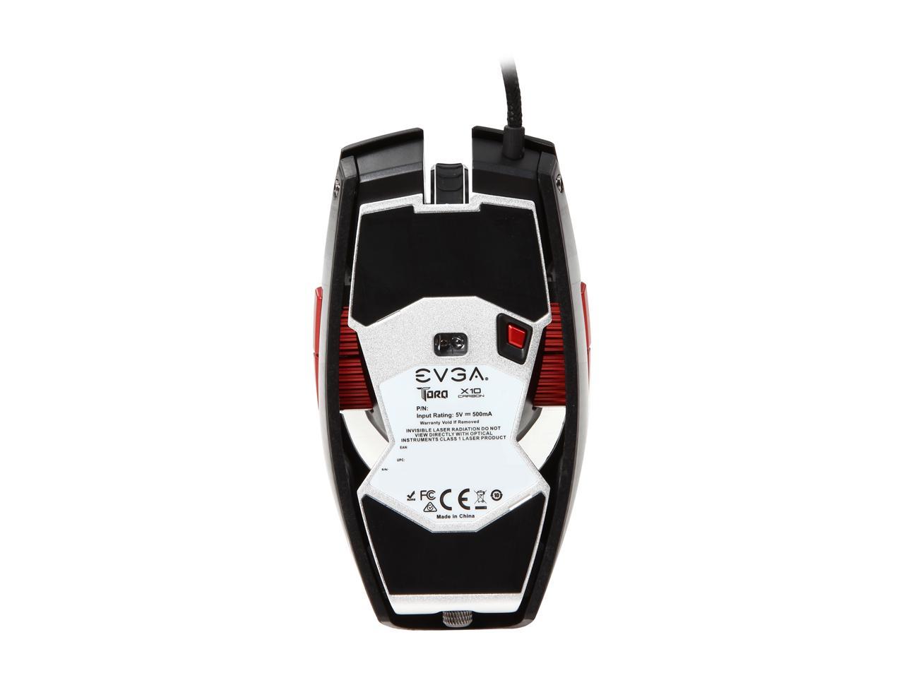 EVGA TORQ X10 Carbon 901-X1-1102-KR Black 9 Buttons 1 x Wheel USB Wired Laser 8200 dpi Gaming Mouse