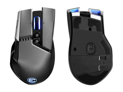 EVGA X20 Gaming Mouse, Wireless, Grey, Customizable, 16,000 DPI, 5 Profiles, 10 Buttons, Ergonomic 903-T1-20GR-KR