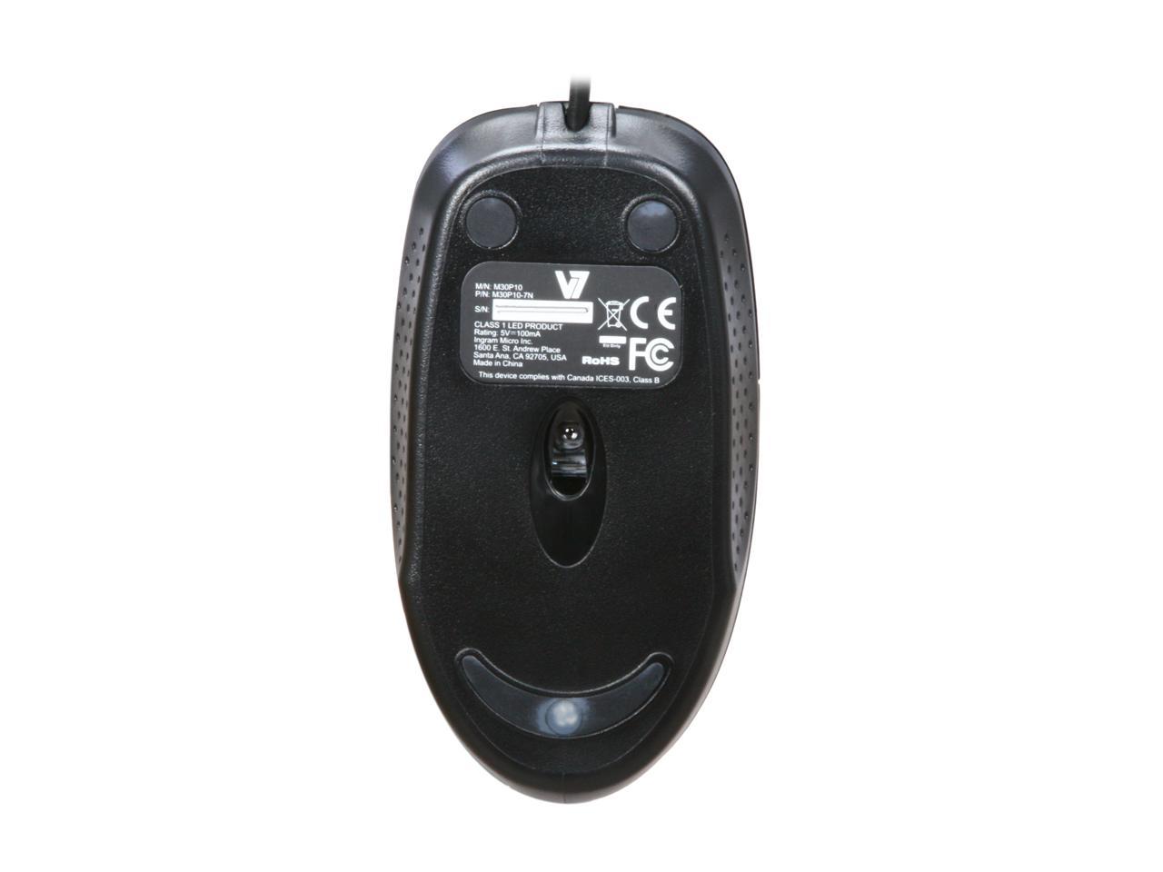 V7 M30P10-7N Black 3 Buttons 1 x Wheel USB Wired Optical 1000 dpi Mouse - OEM