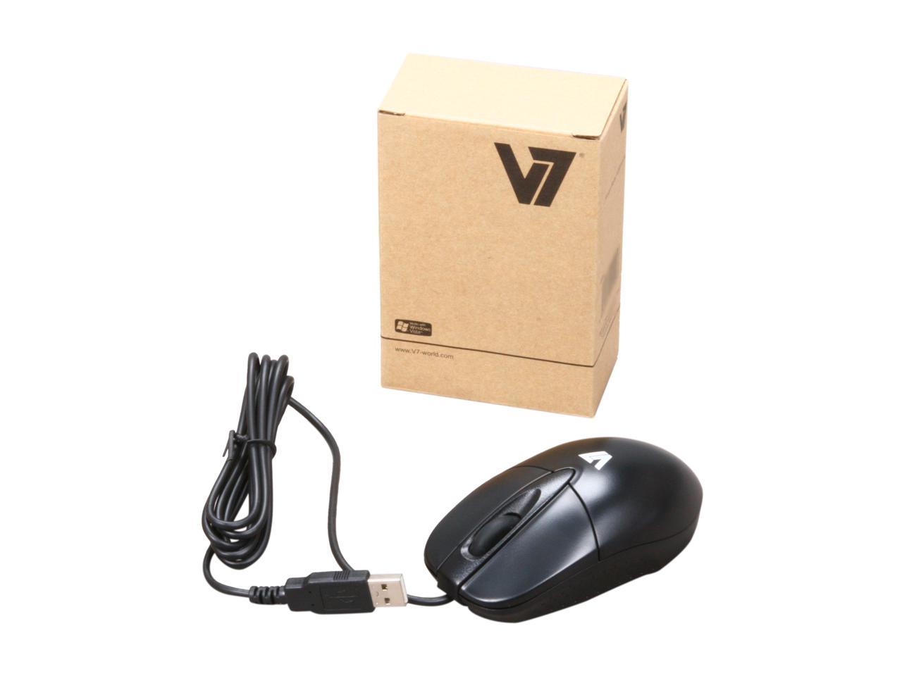 V7 M30P10-7N Black 3 Buttons 1 x Wheel USB Wired Optical 1000 dpi Mouse - OEM