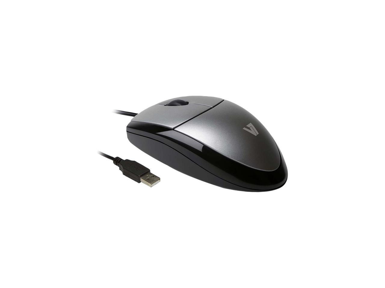 V7 Full size USB Optical Mouse MV3000010-5NC Silver/Black 3 Buttons 1 x Wheel USB Wired Optical 1000 dpi Mouse
