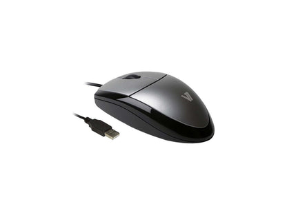 V7 Full size USB Optical Mouse MV3000010-5NC Silver/Black 3 Buttons 1 x Wheel USB Wired Optical 1000 dpi Mouse