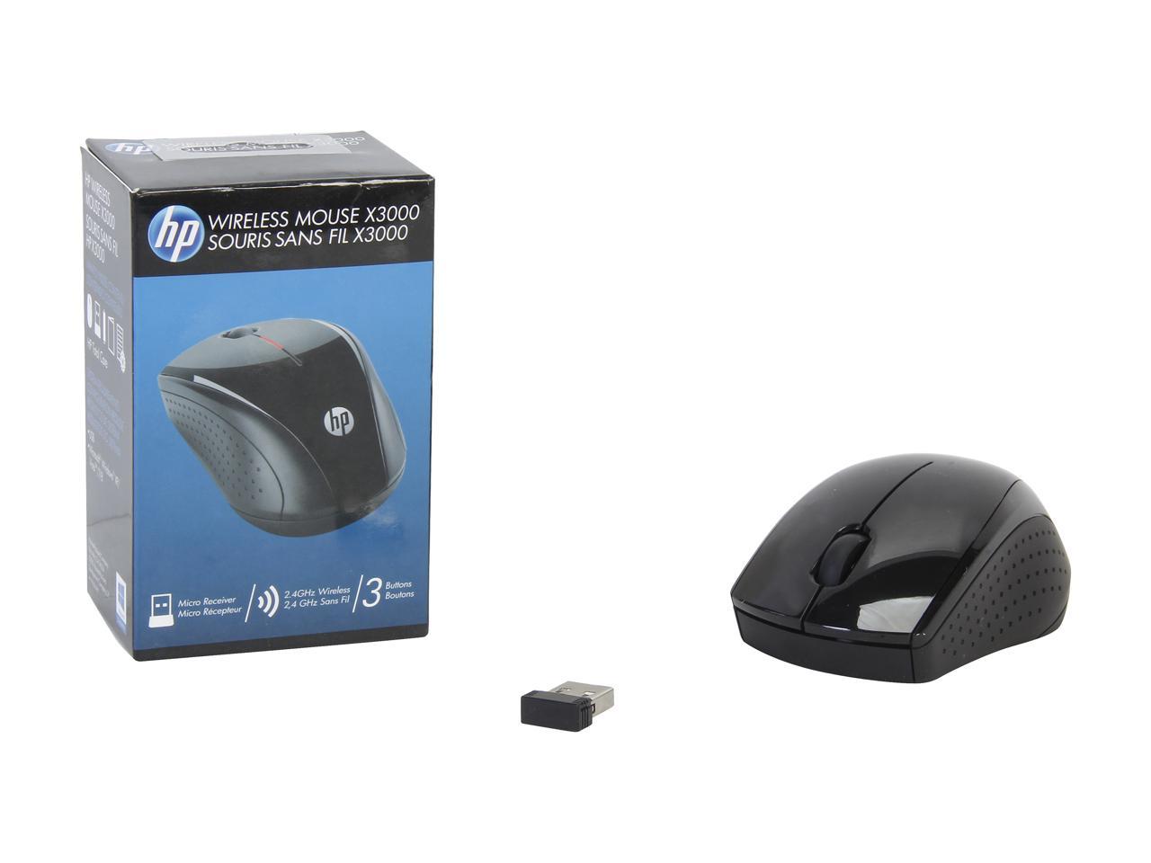 HP X3000 H2C22AA#ABL Black 3 Buttons 1 x Wheel USB RF Wireless Optical 1200 dpi Mouse