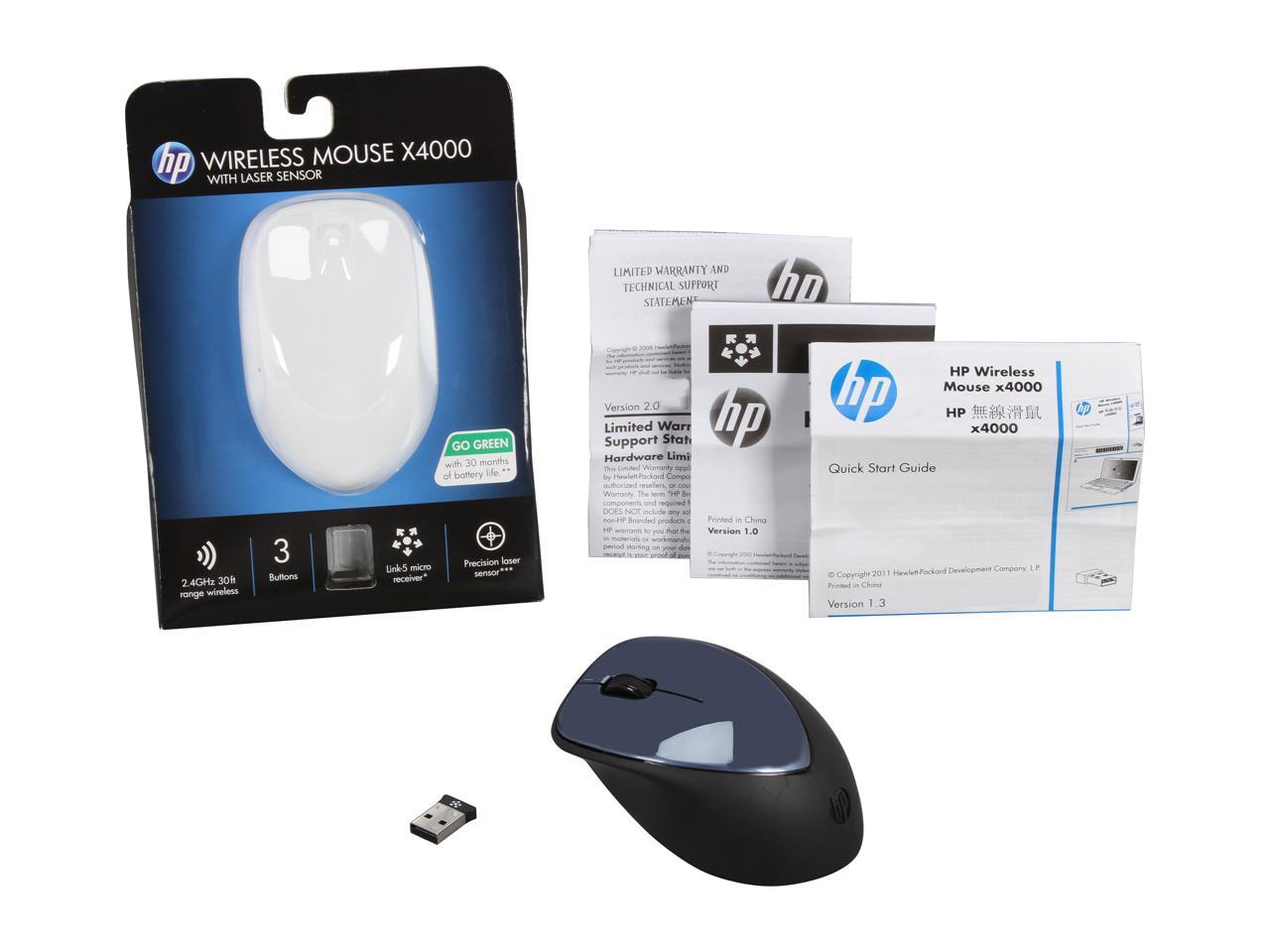 HP x4000 H1D34AA#ABA Winter Blue 3 Buttons 1 x Wheel USB RF Wireless Laser Mouse