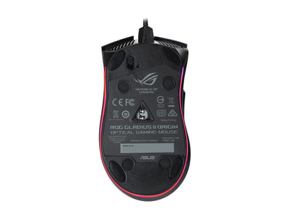 ASUS ROG Gladius II Origin Wired USB Optical Ergonomic FPS Gaming Mouse featuring Aura Sync RGB, 12000 dpi Optical, 50G Acceleration, 250 IPS sensors and swappable Omron switches