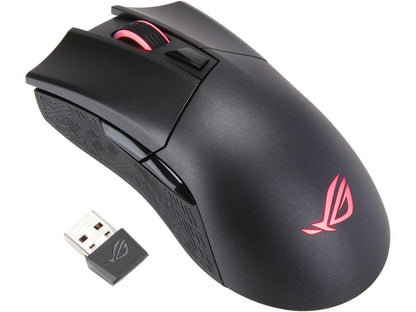 ASUS ROG Gladius II Wireless Optical Ergonomic FPS Gaming Mouse featuring 16000 dpi Optical, 50G Acceleration, 400 IPS sensor, swappable Omron switches, and ASUS Aura Sync RGB Lighting