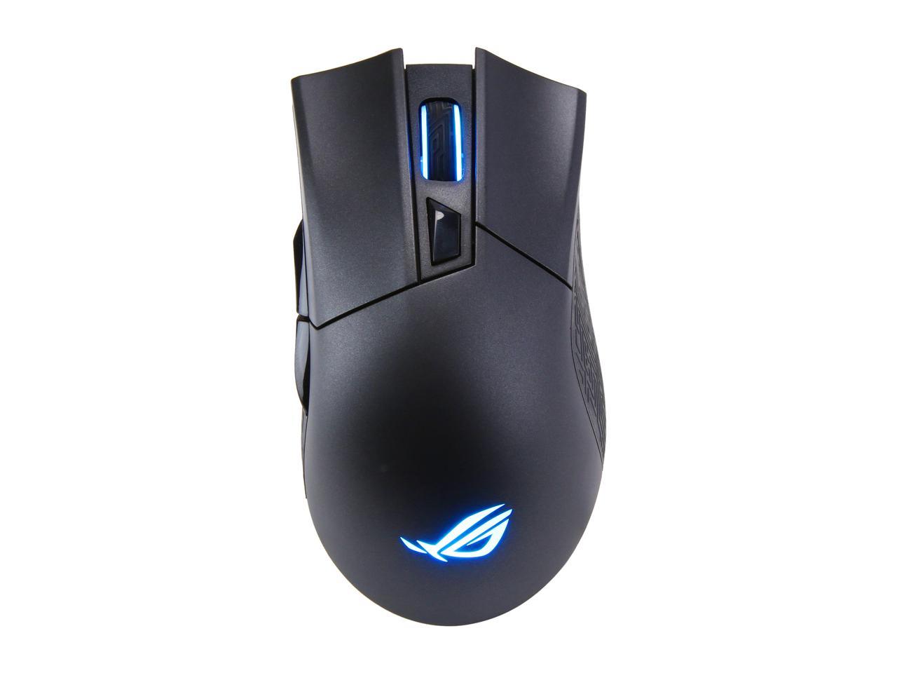 ASUS ROG Gladius II Wireless Optical Ergonomic FPS Gaming Mouse featuring 16000 dpi Optical, 50G Acceleration, 400 IPS sensor, swappable Omron switches, and ASUS Aura Sync RGB Lighting