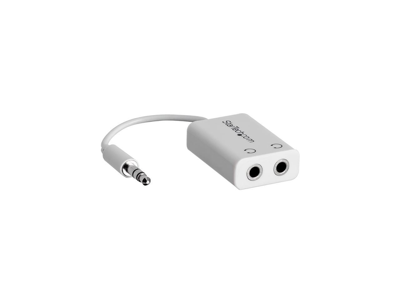 StarTech.com MUY1MFFADPW White Slim Mini Jack Headphone Splitter Cable Adapter - 3.5mm Male to 2x 3.5mm Female Male to Female